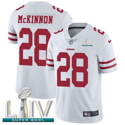 Nike San Francisco 49ers #28 Jerick McKinnon White Super Bowl LIV 2020 Men's Stitched NFL Vapor Untouchable Limited Jersey