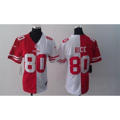 Nike San Francisco 49ers #80 Jerry Rice Red/White Women's Stitched NFL Elite Split Jersey
