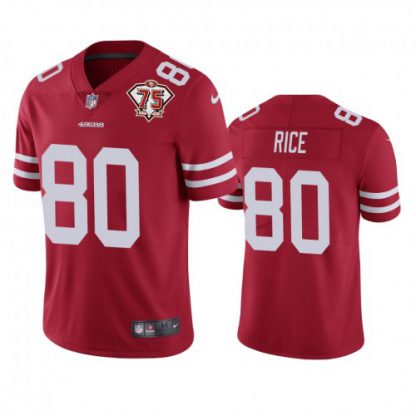 Nike San Francisco 49ers #80 Jerry Rice Red Youth 75th Anniversary Stitched NFL Vapor Untouchable Limited Jersey