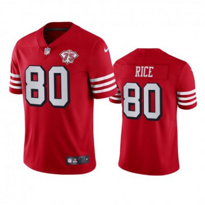 Nike San Francisco 49ers #80 Jerry Rice Red Rush Men's 75th Anniversary Stitched NFL Vapor Untouchable Limited Jersey