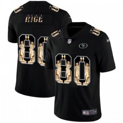 San Francisco San Francisco 49ers #80 Jerry Rice Carbon Black Vapor Statue Of Liberty Limited NFL Jersey