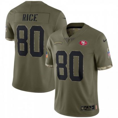 San Francisco San Francisco 49ers #80 Jerry Rice Nike Men's 2022 Salute To Service Limited Jersey - Olive