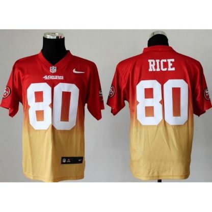 Nike San Francisco 49ers #80 Jerry Rice Red/Gold Men's Stitched NFL Elite Fadeaway Fashion Jersey
