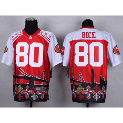 Nike San Francisco 49ers #80 Jerry Rice Red Men's Stitched NFL Elite Noble Fashion Jersey