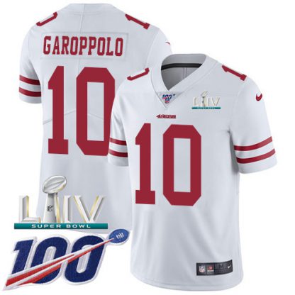 Nike San Francisco 49ers #10 Jimmy Garoppolo White Super Bowl LIV 2020 Youth Stitched NFL 100th Season Vapor Limited Jersey