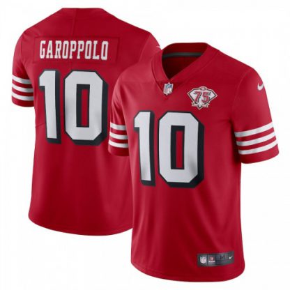 Nike San Francisco 49ers #10 Jimmy Garoppolo Red Rush Men's 75th Anniversary Stitched NFL Vapor Untouchable Limited Jersey