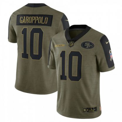 San Francisco San Francisco 49ers #10 Jimmy Garoppolo Olive Nike 2021 Salute To Service Limited Player Jersey