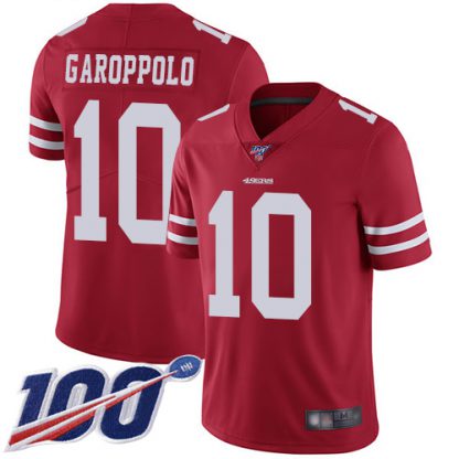 Nike San Francisco 49ers #10 Jimmy Garoppolo Red Team Color Men's Stitched NFL 100th Season Vapor Limited Jersey