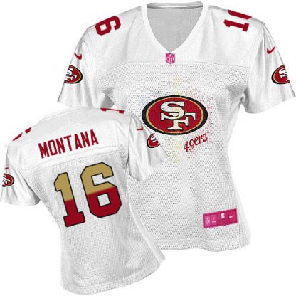 Nike San Francisco 49ers #16 Joe Montana White Women's Fem Fan NFL Game Jersey