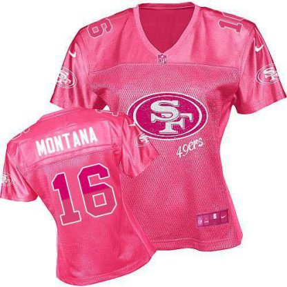 Nike San Francisco 49ers #16 Joe Montana Pink Women's Fem Fan NFL Game Jersey