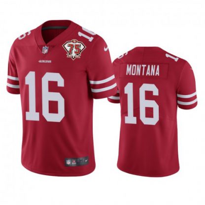Nike San Francisco 49ers #16 Joe Montana Red Men's 75th Anniversary Stitched NFL Vapor Untouchable Limited Jersey
