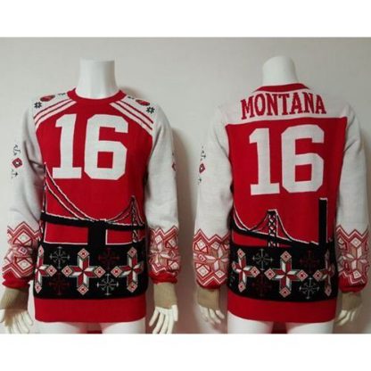 Nike San Francisco 49ers #16 Joe Montana Red/White Men's Ugly Sweater