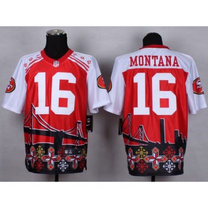 Nike San Francisco 49ers #16 Joe Montana Red Men's Stitched NFL Elite Noble Fashion Jersey