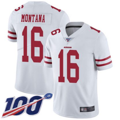 Nike San Francisco 49ers #16 Joe Montana White Men's Stitched NFL 100th Season Vapor Limited Jersey