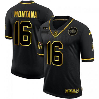San Francisco San Francisco 49ers #16 Joe Montana Men's Nike 2020 Salute To Service Golden Limited NFL Jersey Black