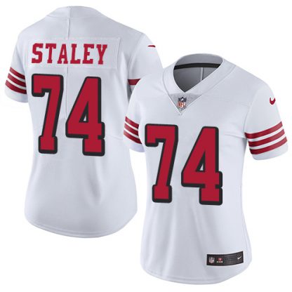 Nike San Francisco 49ers #74 Joe Staley White Rush Women's Stitched NFL Vapor Untouchable Limited Jersey