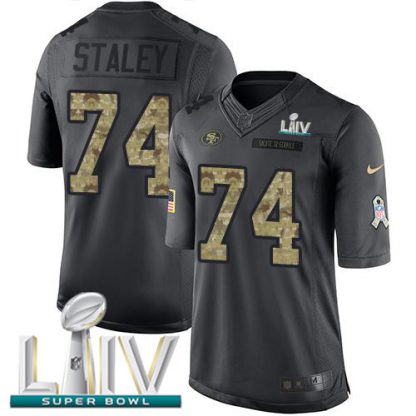 Nike San Francisco 49ers #74 Joe Staley Black Super Bowl LIV 2020 Youth Stitched NFL Limited 2016 Salute to Service Jersey