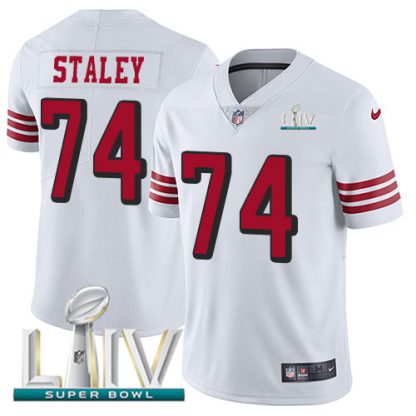Nike San Francisco 49ers #74 Joe Staley White Super Bowl LIV 2020 Rush Men's Stitched NFL Vapor Untouchable Limited Jersey