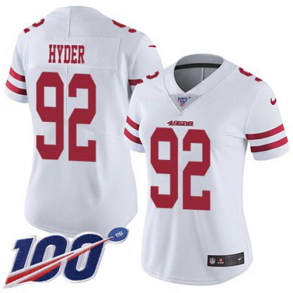 Nike San Francisco 49ers #92 Kerry Hyder White Women's Stitched NFL 100th Season Vapor Untouchable Limited Jersey