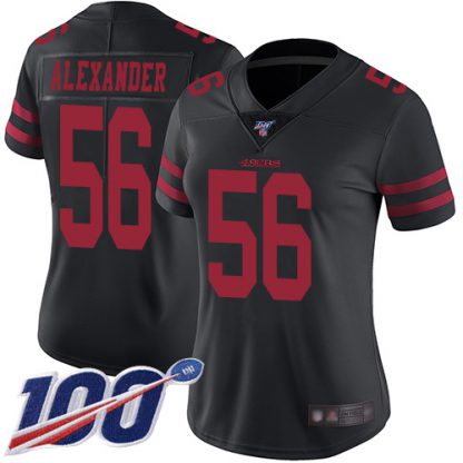 Nike San Francisco 49ers #56 Kwon Alexander Black Alternate Women's Stitched NFL 100th Season Vapor Limited Jersey