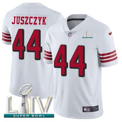 Nike San Francisco 49ers #44 Kyle Juszczyk White Super Bowl LIV 2020 Rush Youth Stitched NFL Vapor Untouchable Limited Jersey