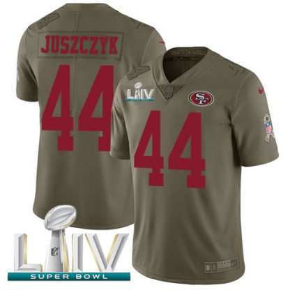 Nike San Francisco 49ers #44 Kyle Juszczyk Olive Super Bowl LIV 2020 Youth Stitched NFL Limited 2017 Salute To Service Jersey