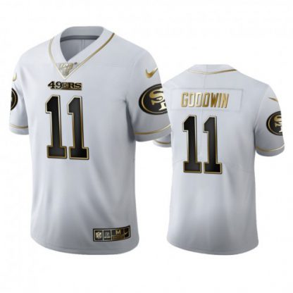 San Francisco San Francisco 49ers #11 Marquise Goodwin Men's Nike White Golden Edition Vapor Limited NFL 100 Jersey