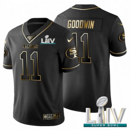 San Francisco San Francisco 49ers #11 Marquise Goodwin Men's Nike Black Golden Super Bowl LIV 2020 Limited NFL 100 Jersey