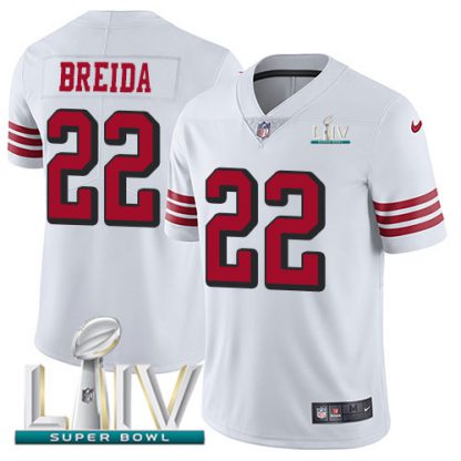 Nike San Francisco 49ers #22 Matt Breida White Super Bowl LIV 2020 Rush Youth Stitched NFL Vapor Untouchable Limited Jersey