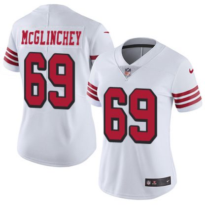 Nike San Francisco 49ers #69 Mike McGlinchey White Rush Women's Stitched NFL Vapor Untouchable Limited Jersey