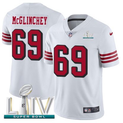Nike San Francisco 49ers #69 Mike McGlinchey White Super Bowl LIV 2020 Rush Youth Stitched NFL Vapor Untouchable Limited Jersey