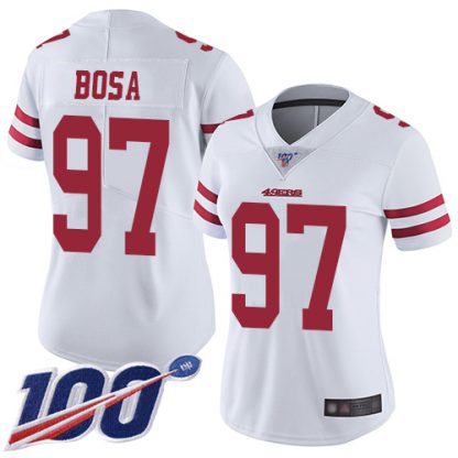 Nike San Francisco 49ers #97 Nick Bosa White Women's Stitched NFL 100th Season Vapor Limited Jersey