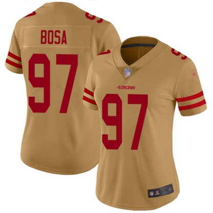 Nike San Francisco 49ers #97 Nick Bosa Gold Women's Stitched NFL Limited Inverted Legend Jersey