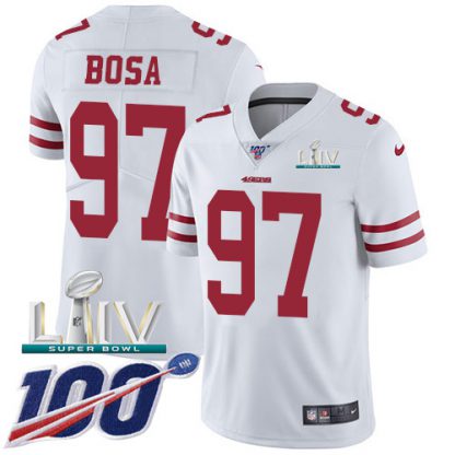 Nike San Francisco 49ers #97 Nick Bosa White Super Bowl LIV 2020 Youth Stitched NFL 100th Season Vapor Limited Jersey