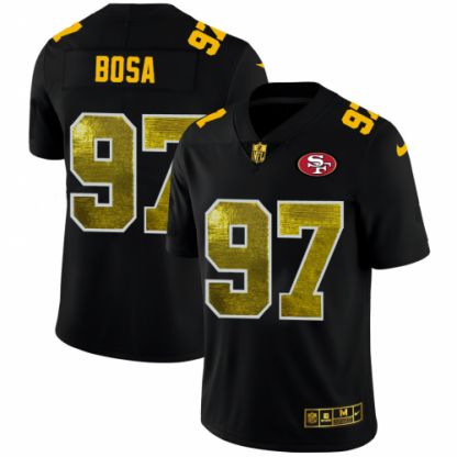 San Francisco San Francisco 49ers #97 Nick Bosa Men's Black Nike Golden Sequin Vapor Limited NFL Jersey