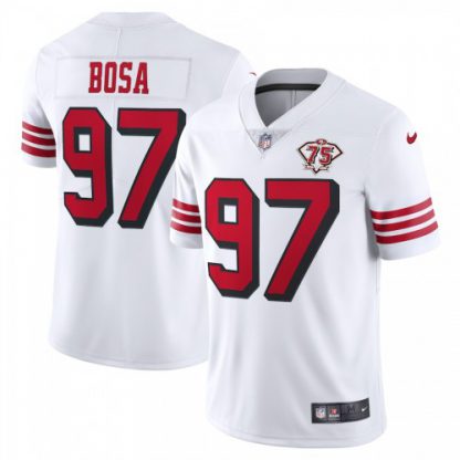 Nike San Francisco 49ers #97 Nick Bosa White Rush Men's 75th Anniversary Stitched NFL Vapor Untouchable Limited Jersey