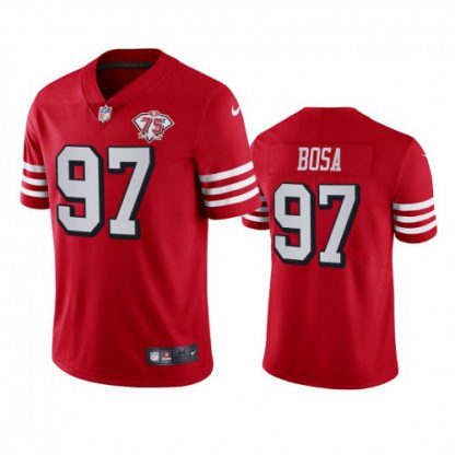 Nike San Francisco 49ers #97 Nick Bosa Red Rush Men's 75th Anniversary Stitched NFL Vapor Untouchable Limited Jersey