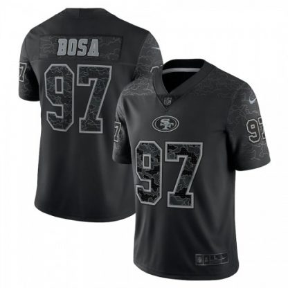 San Francisco San Francisco 49ers #97 Nick Bosa Black Men's Nike NFL Black Reflective Limited Jersey