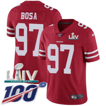 Nike San Francisco 49ers #97 Nick Bosa Red Super Bowl LIV 2020 Team Color Men's Stitched NFL 100th Season Vapor Limited Jersey