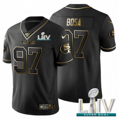 San Francisco San Francisco 49ers #97 Nick Bosa Men's Nike Black Golden Super Bowl LIV 2020 Limited NFL 100 Jersey