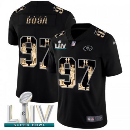 San Francisco San Francisco 49ers #97 Nick Bosa Carbon Black Super Bowl LIV 2020 Vapor Statue Of Liberty Limited NFL Jersey