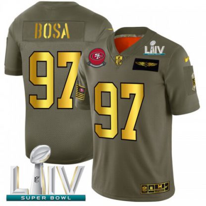 San Francisco San Francisco 49ers #97 Nick Bosa NFL Men's Nike Olive Gold Super Bowl LIV 2020 2019 Salute to Service Limited Jersey