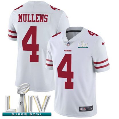 Nike San Francisco 49ers #4 Nick Mullens White Super Bowl LIV 2020 Men's Stitched NFL Vapor Untouchable Limited Jersey