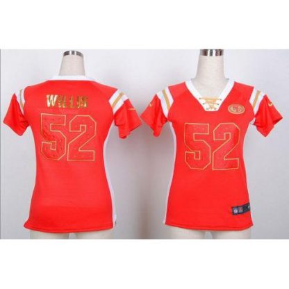 Nike San Francisco 49ers #52 Patrick Willis Red Women's Stitched NFL Elite Draft Him Shimmer Jersey