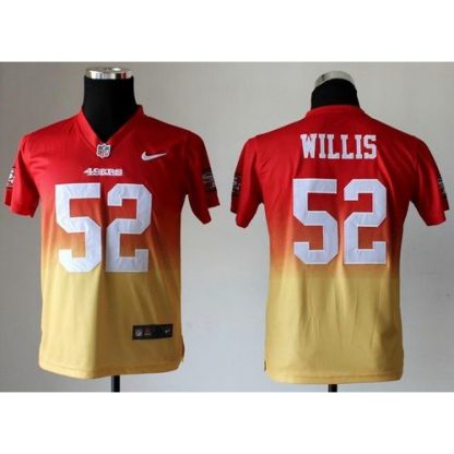 Nike San Francisco 49ers #52 Patrick Willis Red/Gold Youth Stitched NFL Elite Fadeaway Fashion Jersey