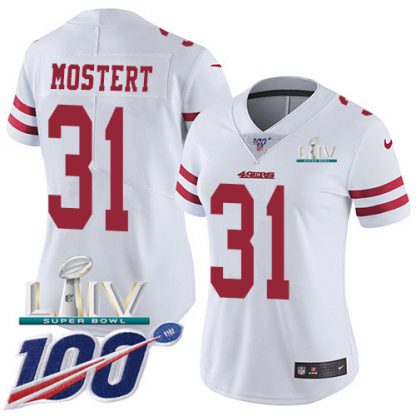Nike San Francisco 49ers #31 Raheem Mostert White Super Bowl LIV 2020 Women's Stitched NFL 100th Season Vapor Untouchable Limited Jersey