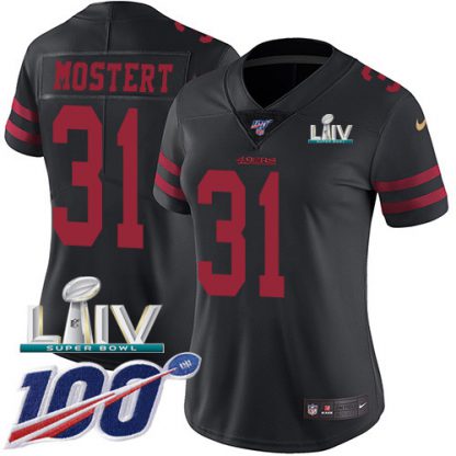 Nike San Francisco 49ers #31 Raheem Mostert Black Super Bowl LIV 2020 Alternate Women's Stitched NFL 100th Season Vapor Untouchable Limited Jersey
