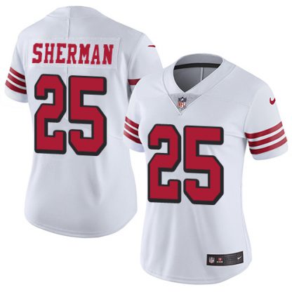 Nike San Francisco 49ers #25 Richard Sherman White Rush Women's Stitched NFL Vapor Untouchable Limited Jersey
