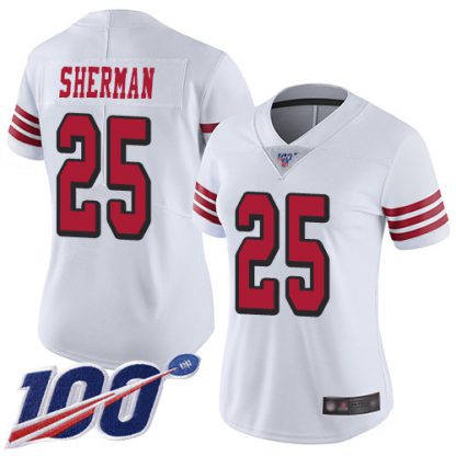 Nike San Francisco 49ers #25 Richard Sherman White Rush Women's Stitched NFL Limited 100th Season Jersey