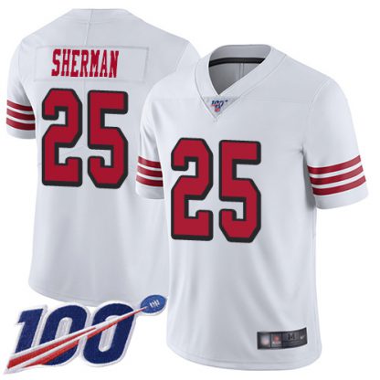 Nike San Francisco 49ers #25 Richard Sherman White Rush Men's Stitched NFL Limited 100th Season Jersey